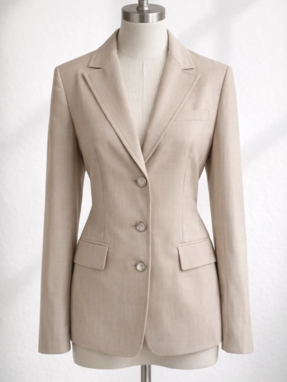 Vintage Ann Taylor LOFT Tan Wool Single Breasted Jacket Blazer - Picture 1 of 13
